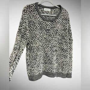 Pants Store Large Black Ivory Textured Boucle Knit Pullover Cozy Sweater